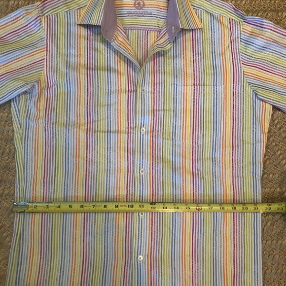 Bugatchi Shirt Multi Color Striped Shirt Sz L - Picture 3 of 4